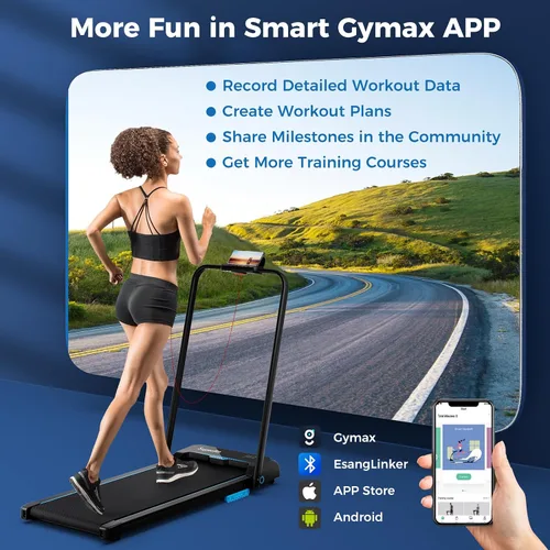 Miniatura 7 de Goplus 2 in 1 Folding Treadmill, 2.5HP 340 LBS Capacity Walking Pad with Handle Bar, Under Desk Treadmill with Remote Control, LED Display and APP