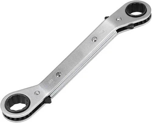 uxcell Llave de trinquete reversible, extremo de caja doble de 0.669 in x 0.748 in, Cr-V