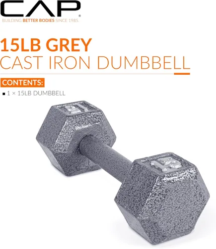Miniatura 2 de CAP Barbell Mancuerna hexagonal de hierro fundido Múltiples opciones Gris