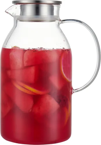 Miniatura 12 de Karafu - Jarra de vidrio de 68 oz/2 l con tapa, jarra de agua resistente al calor para agua caliente/fría, té helado y bebidas de zumo