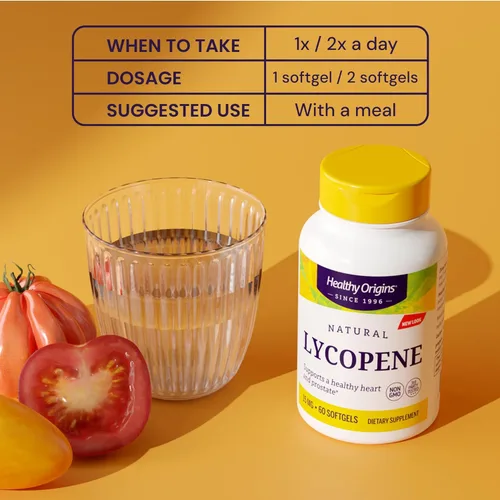 Miniatura 5 de Healthy Origins Licopeno 15 mg (natural, sin OMG, sin gluten, soporte para la piel, soporte para la próstata), 180 cápsulas blandas