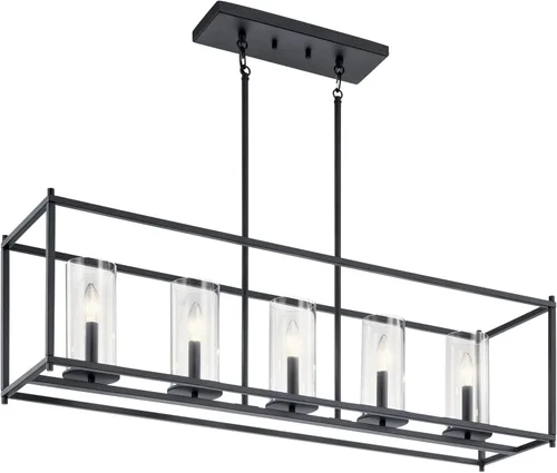 Miniatura 4 de Kichler Crosby - Lámpara de araña lineal de 13.75" con 5 luces de cristal transparente Olde Bronze®