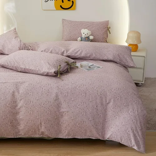 Miniatura 51 de HighBuy Juego de funda de edredón vintage con volantes y estampado de rayas francesas, 100% algodón con cierre de cremallera, juego de ropa de cama