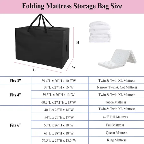 Miniatura 2 de Bolsa de almacenamiento plegable para colchón, bolsa de transporte resistente de 33 pulgadas, se adapta a colchones estrechos de 4 pulgadas