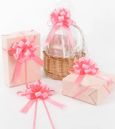 Miniatura 25 de HUIHUANG Lazos Rosa Fucsia Intenso 12 PCS Lazos de Tirón de Satén Rosa Fucsia 4" x 8" Lazo de Regalo para Envolver Regalos, Cesta de Regalo, Bolsa