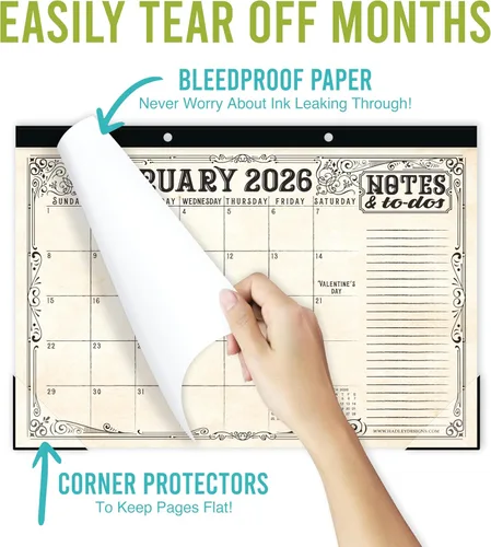 Miniatura 6 de Hadley Designs Calendario de Escritorio Grande 2026-2027 - Calendario de Escritorio 2026, Calendarios de Escritorio de 18 Meses para Hogar, Oficina