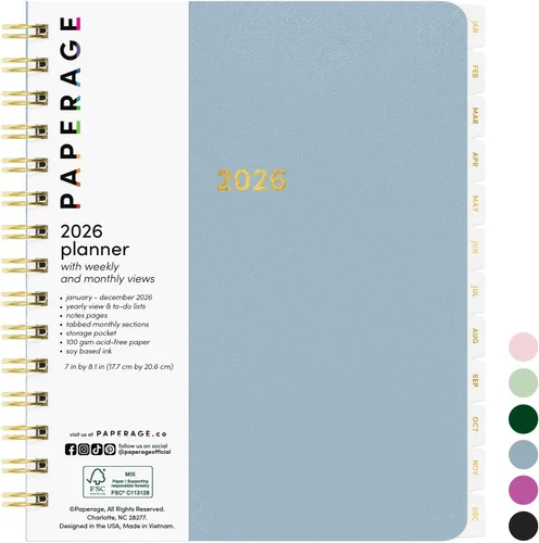 Miniatura 10 de PAPERAGE Agenda semanal y mensual 2026, 12 meses (enero de 2026 a diciembre de 2026), 5.6 x 8 pulgadas, agenda 2026 de tapa dura con hojas semanales