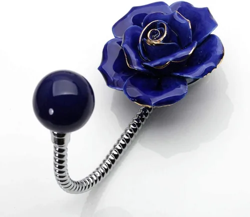 Miniatura 9 de Hermosos ganchos de pared de cerámica con flores 3D, gancho decorativo cromado para bata, bufanda, bolsa, toalla, sombrero, etc. para cocina, baño