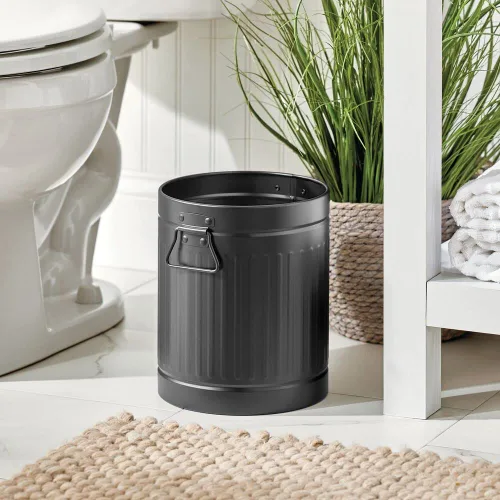 Miniatura 2 de mDesign Basurero de metal de acero de 2 galones/7 litros, basurero con asas para baño, cocina, dormitorio, oficina, capacidad para basura, residuos