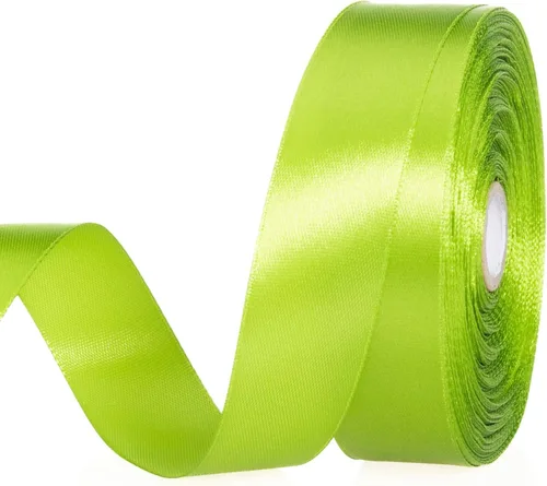 YASEO Cinta de satén sólido verde manzana de 1 pulgada, cinta de tela artesanal de 50 yardas para envolver regalos, ramos florales, decoración de