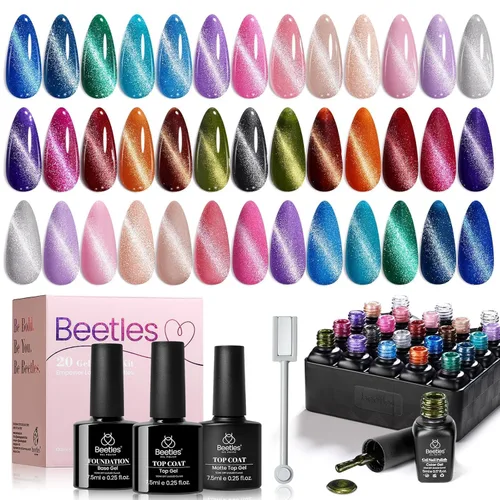 Miniatura 24 de Beetles - Juego de esmaltes de uñas de gel, 20 colores, colección Cozy Campfire Shade, juego de esmaltes de gel naranja, amarillo, verde, marrón
