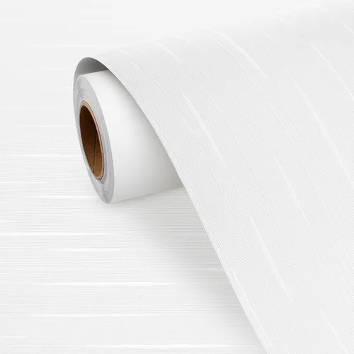 FunStick Papel tapiz de rayas gruesas para despegar y pegar, papel tapiz blanco texturizado, papel de contacto blanco extraíble para gabinetes, tela