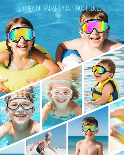 Miniatura 9 de Aegend Nuevo paquete de 2 gafas de natación de visión amplia para niños, gafas antivaho/anti-UV sin fugas con tapones para los oídos para niños de 3