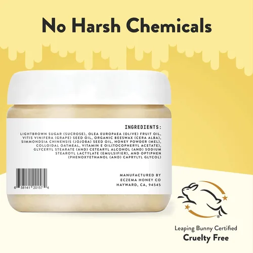 Miniatura 5 de ECZEMA HONEY Exfoliante facial y corporal de azúcar morena, exfoliante de baño para piel seca, exfoliante facial natural y suave que alivia