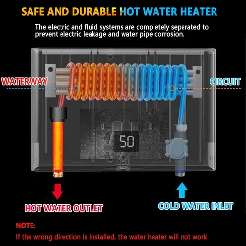 Miniatura 8 de Calentador de agua eléctrico sin tanque 3000 W 110 V Temperatura constante Calentador de agua caliente instantáneo con control remoto Pantalla Negro