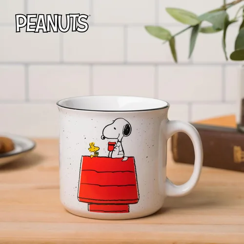 Miniatura 4 de Silver Buffalo Peanuts Snoopy and Woodstock Get Cozy - Taza de cerámica para cámper, 20 onzas Cacahuetes Snoopy y Woodstock (Camper)