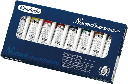 Schmincke - Surtido básico de colores al óleo Norma, 8 x 0.7 fl oz, 71 108 097, juego de cartón, moderno, pintura al óleo