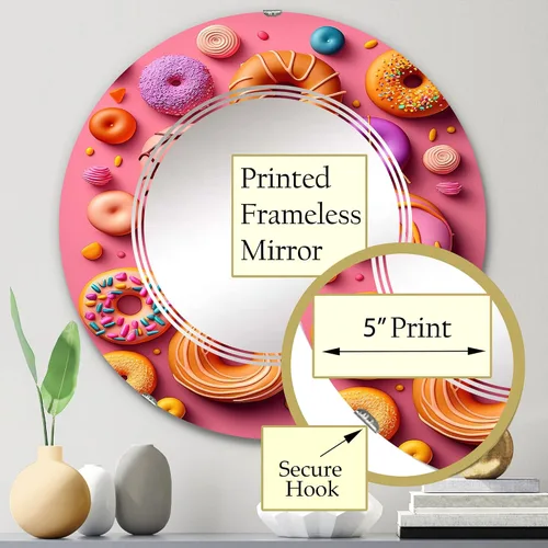 Miniatura 3 de Espejo de pared de Food Donuts, espejo moderno ovalado, espejo de baño rosa redondo, espejo de tocador de donas de alimentos, irresistibles delicias