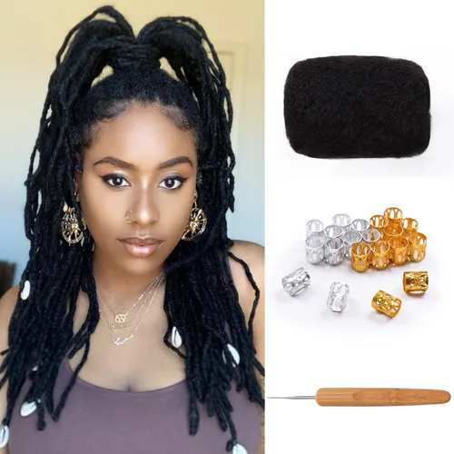 Miniatura 52 de Extensiones Loc de 10 pulgadas de grosor de cabello humano de 10 pulgadas, 10 hebras, extensiones de rastas de cabello humano para mujeres