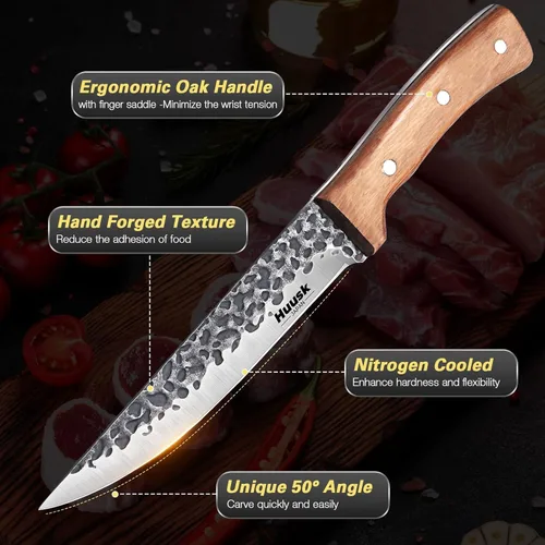 Miniatura 4 de Cuchillos Huusk de Japón, cuchillo de deshuesar para cortar carne de 6 pulgadas, cuchillo de carnicero para recorte de brisket, cuchillo vikingo