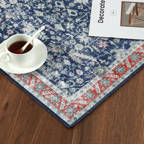 Miniatura 5 de COZYLOOM Alfombra vintage de 2 x 6 pies, estilo oriental con estampado floral, envejecida, estética, bohemia, de felpilla, para entrada, pasillo