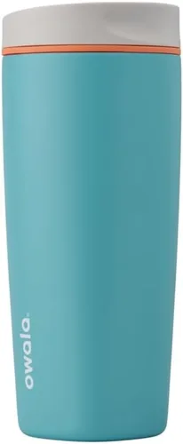 Miniatura 26 de Owala SmoothSip Slider - Vaso de café aislado de acero inoxidable, reutilizable, taza de café helado, taza de viaje para café caliente, sin BPA, 12
