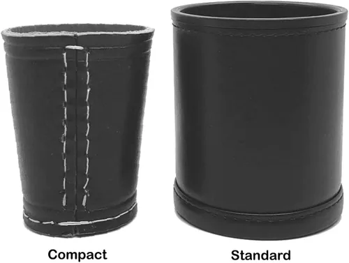 Miniatura 6 de Cyber-Deals - Taza compacta de cuero genuino para dados + dados con bolsa de almacenamiento de terciopelo negro