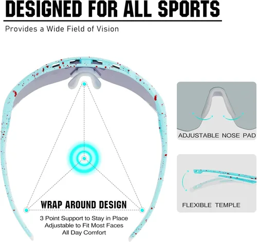 Miniatura 5 de Gafas de sol deportivas para hombres y mujeres, lentes de sol polarizados de ciclismo, gafas de sol de béisbol, protección UV, para correr, MTB