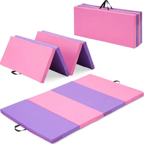 Miniatura 13 de Colchoneta de gimnasia, 3 x 6 pies, 4 x 8 pies, 2 pulgadas de grosor, plegable, para niños, para gimnasio en casa, ejercicio y juego 3x6FT-azul claro