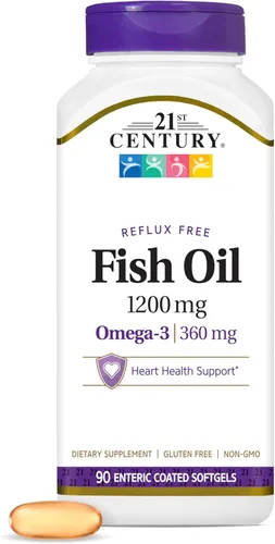 21st Century Aceite de pescado 1200 mg cápsulas blandas con revestimiento entérico, 90 unidades