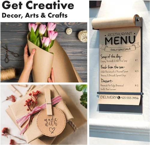 Miniatura 3 de Papel kraft de 30 x 150 pies para envolver regalos, tablón de anuncios, artes y manualidades, ramo de flores, cubierta de mesa, póster, embalaje