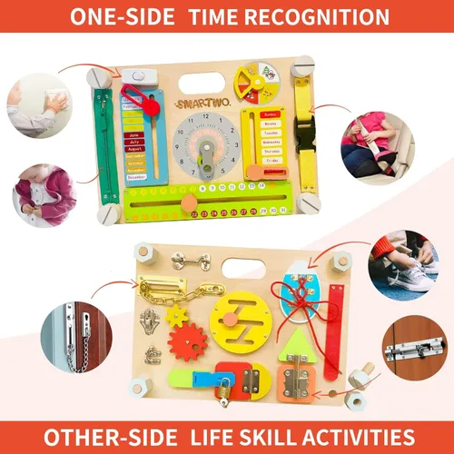Miniatura 4 de Tabla de Actividades Montessori de Doble Cara para Niños Pequeños de 3-5 años, Entrena las Habilidades Motoras Finas de los Bebés, Juguete