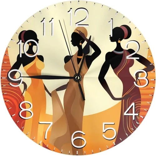 Miniatura 15 de Reloj de pared redondo tribal étnico teñido anudado, silencioso, sin tictac, relojes decorativos de cuarzo a pilas, relojes de escritorio Teñido