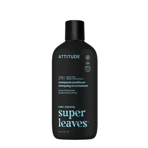 Miniatura 16 de ATTITUDE Champú y acondicionador 2 en 1 para hombre, nutritivo para cabello seco y cuero cabelludo, con pantenol y ginseng, 97% ingredientes