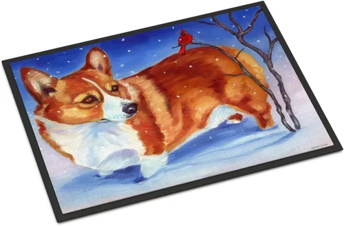 Caroline's Treasures 7411JMAT Corgi Cardinal Buddy - Tapete para puerta delantera, 24 x 36 pulgadas, para interiores y exteriores, para entrada,