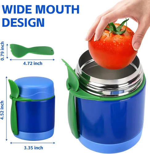 Miniatura 2 de Termo de sopa de 10 onzas para comida caliente para niños, tarro de comida aislado, contenedor térmico de almuerzo de comida caliente, caja de Azul