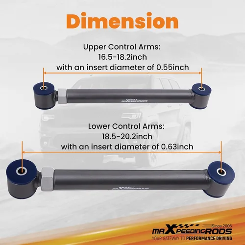 Miniatura 5 de maXpeedingrods Brazos de control delanteros de 0-6 pulgadas para Dodge Ram 1500 2500 3500 1994-2009, kit de brazo de control ajustable