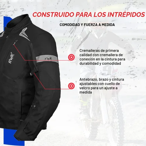 Miniatura 4 de HWK Chaqueta de motocicleta para hombres y mujeres Scorpion con tela Cordura para enduro, motocross, conducción de motocicleta, Negro (All-Black)