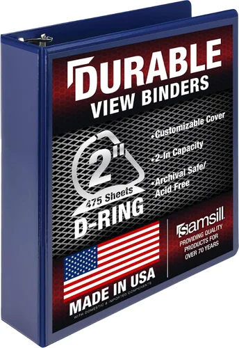 Miniatura 7 de Samsill Carpeta duradera de 1.5 pulgadas, fabricada en los Estados Unidos, carpeta de anillos en D, carpeta transparente personalizable, color rojo