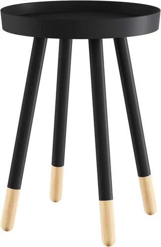 Miniatura 8 de Lavish Home - Mesa auxiliar redonda, soporte moderno de madera de mediados de siglo de 2 tonos con bandeja superior para guardar bebidas