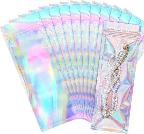 Miniatura 8 de NPLUX - Bolsas holográficas de Mylar resellables para embalaje y más, bolsas resellables para pequeñas empresas (paquete de 50, 5.5 x 8 pulgadas)