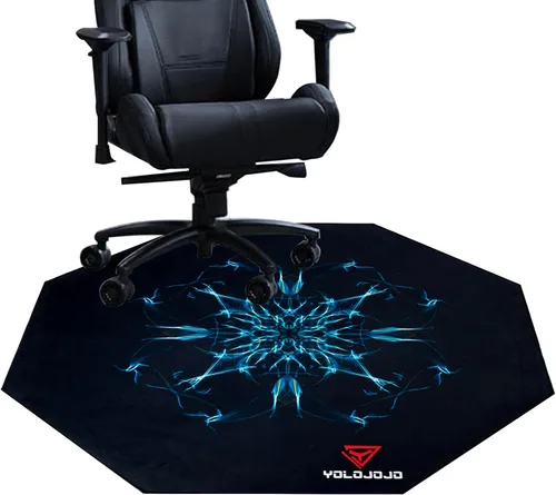 Miniatura 2 de Tapetes para silla de oficina, tapetes para silla de piso duro, tapete para silla de juegos de oficina con diseño de rayo azul, forma octágono (azul)