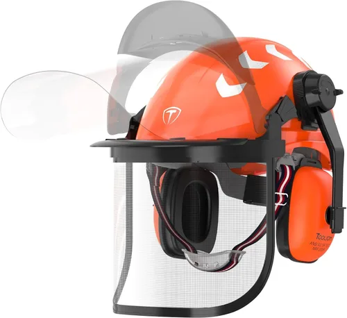 Miniatura 7 de TOOLIOM Chainsaw Helmet with Face Shield and Ear Muffs, Forestry Safety Helmet, ANSI Z89.1 Certified Arborist Helmet, Chainsaw Safety Equipment