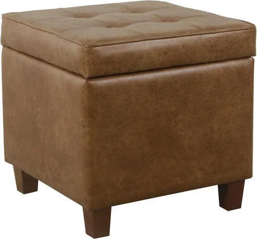 Miniatura 38 de Homepop Decoración del hogar K7342-F2067 Otomana clásica cuadrada de almacenamiento con tapa desmontable Otomana con almacenamiento para sala