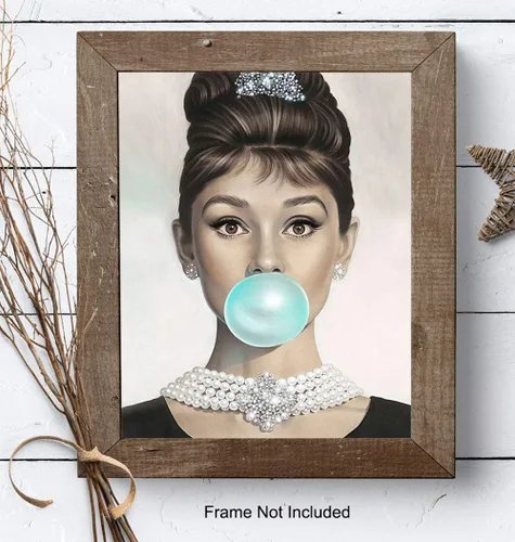 Miniatura 8 de Audrey Hepburn - Arte de pared de Audrey Hepburn azul, Holly Golightly, arte de pared glamoroso, póster de película vintage, regalo para mujeres