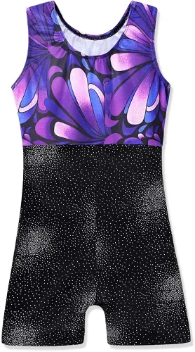 Miniatura 2 de HOZIY Leotardos de gimnasia para niñas y niños, cinta de copo de nieve, azul, morado, rosa intenso brillante, Rosa encendido
