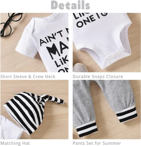 Miniatura 3 de Aalizzwell Ropa de verano para bebés y niños, traje de manga corta