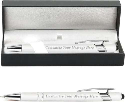 Miniatura 107 de 12 bolígrafos personalizados a granel con grabado sin nombre, bolígrafos personalizados con lápiz capacitivo, logotipo de mensaje de texto grabado