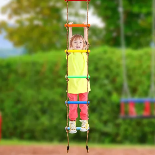 Miniatura 6 de Perantlb Escalera de cuerda de escalada de 6.8 pies para niños o adultos, juego de escalada para accesorios de columpio, casa del árbol, parque