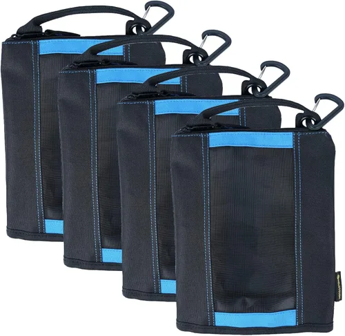 MELOTOUGH Bolsa de herramientas de lona pequeña con cremallera - Bolsa con cierre con ventana de malla y clip de mosquetón (4, Azul)